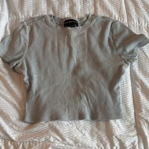 Streetwear Society Light Gray Ribbed Crop Top